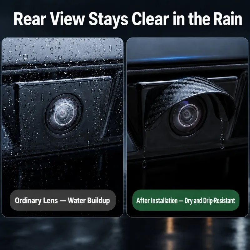 Flexible soft PVC backup camera rain shield