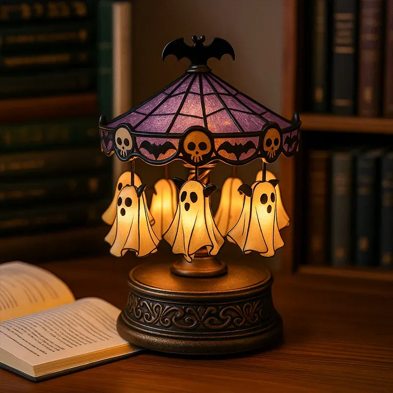 Glowing ghost carousel light for Halloween bedroom and home decor