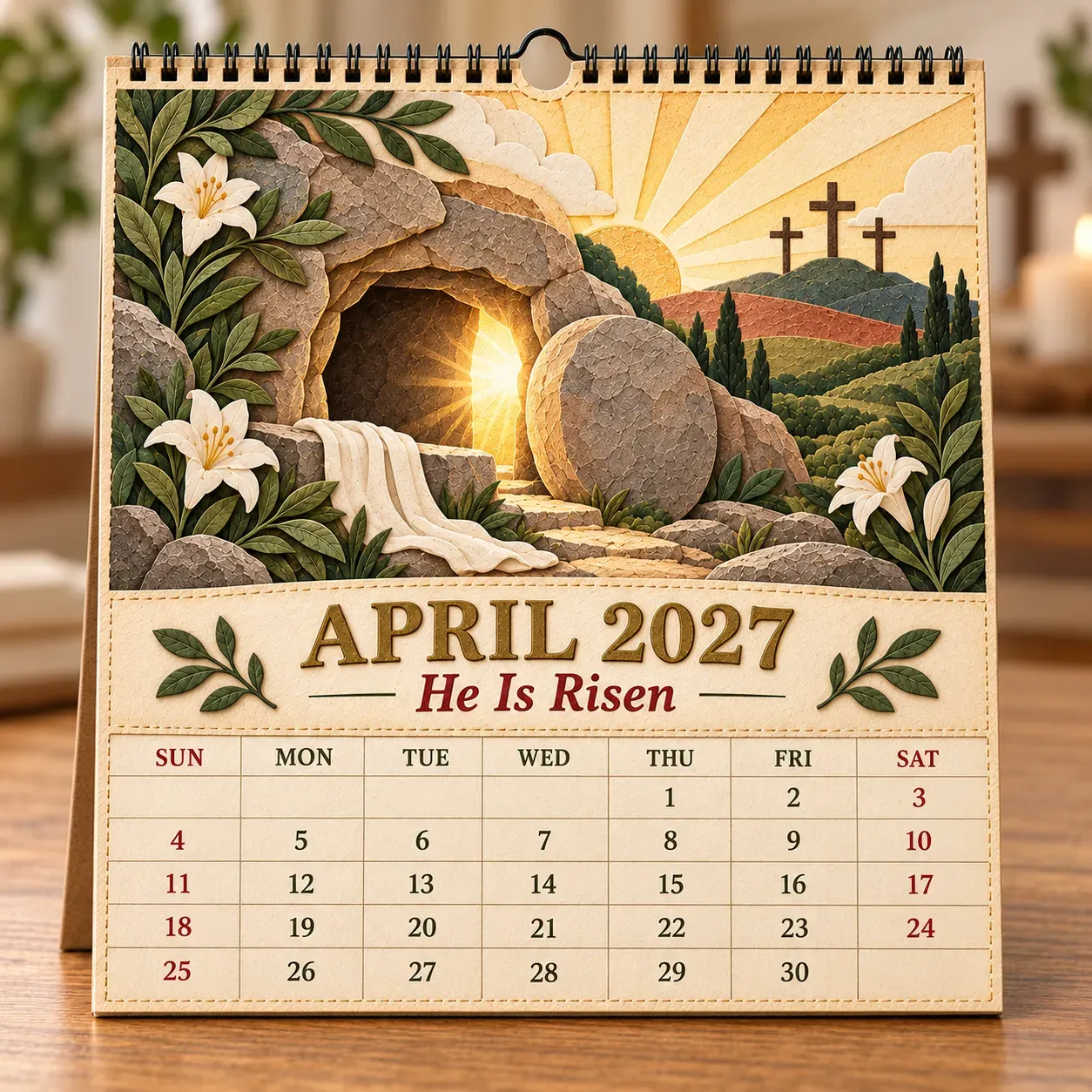 April 2027 He Is Risen calendar page