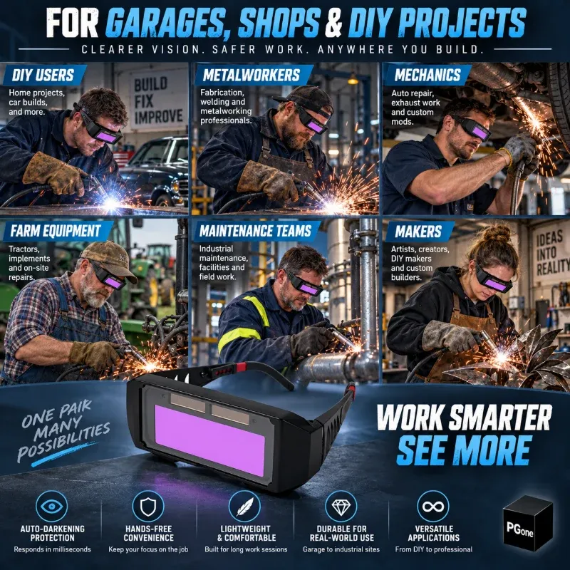 Wide viewing area on auto-darkening welding goggles