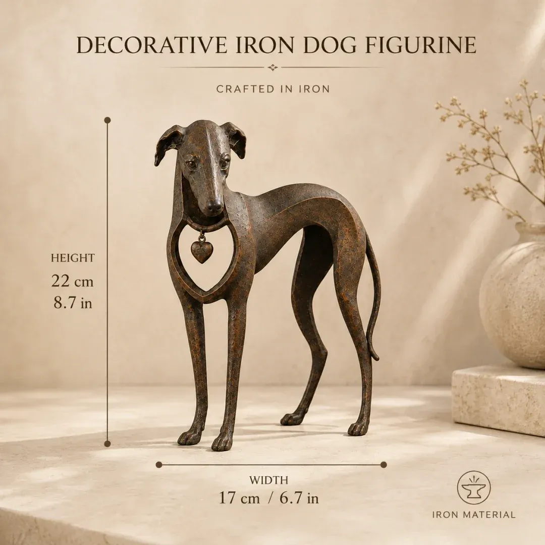 Sighthound sculpture size approximately 22 cm by 17 cm