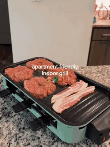 Tabletop grilling in action