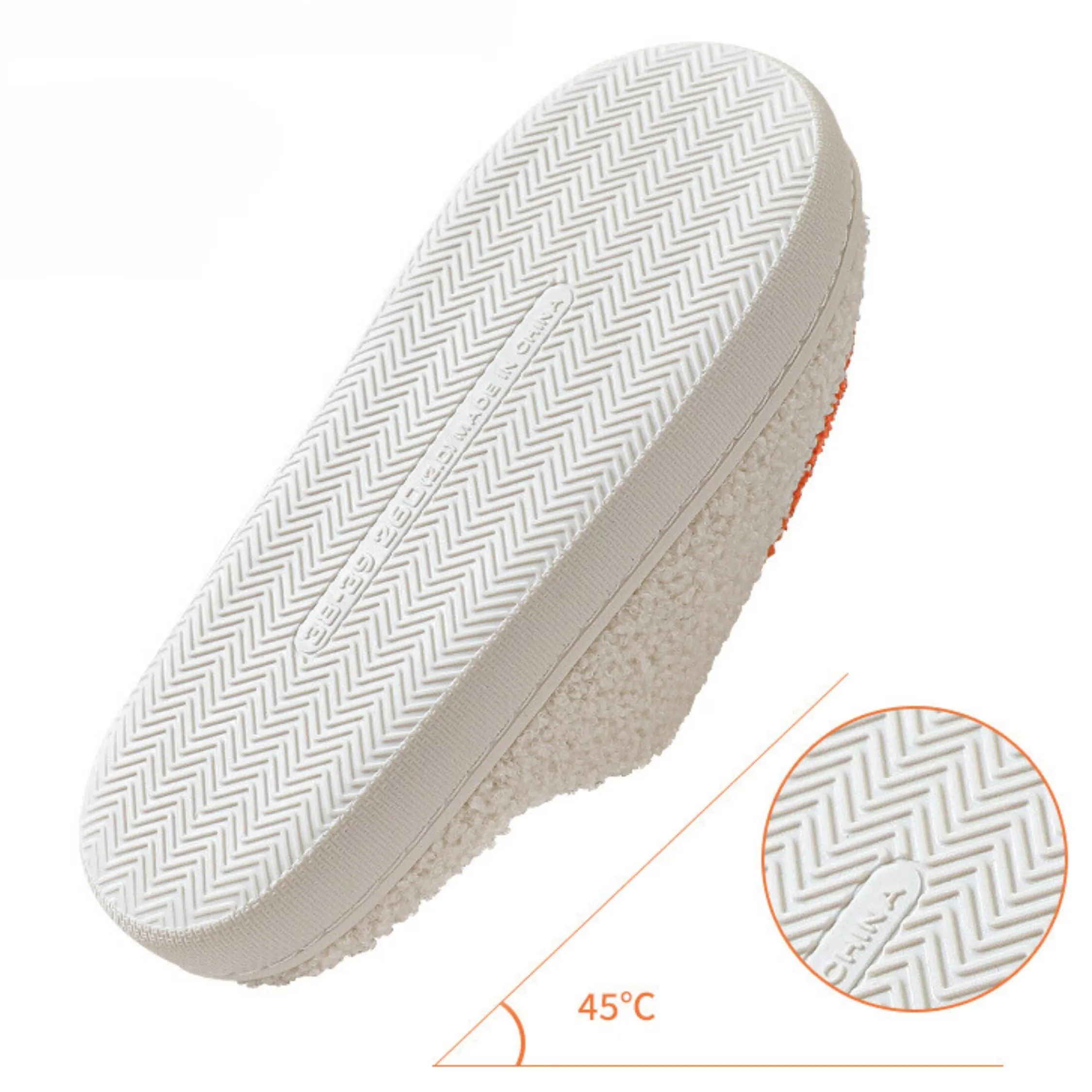 Textured outsole and angled slipper profile