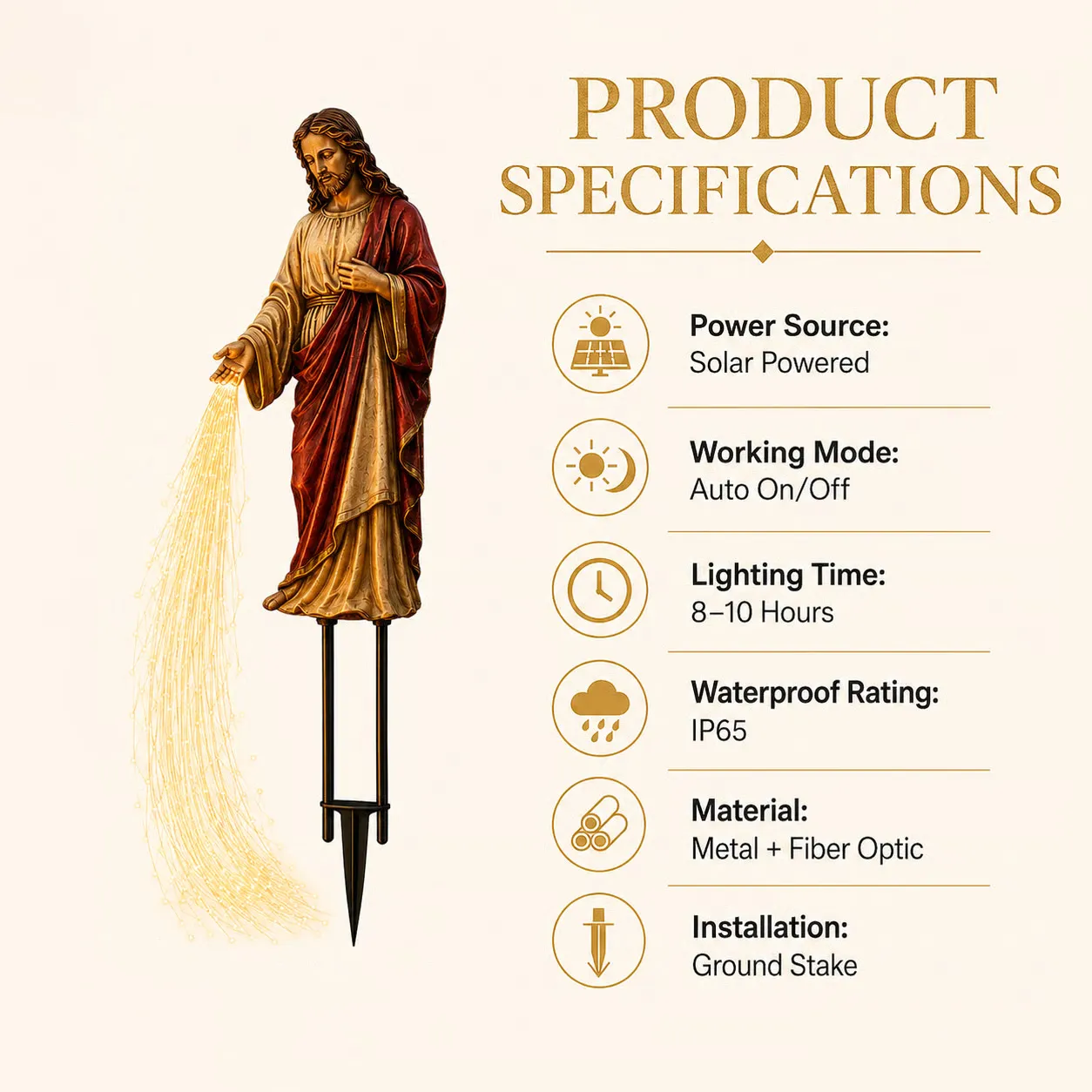 Solar Jesus Garden Light Package Contents