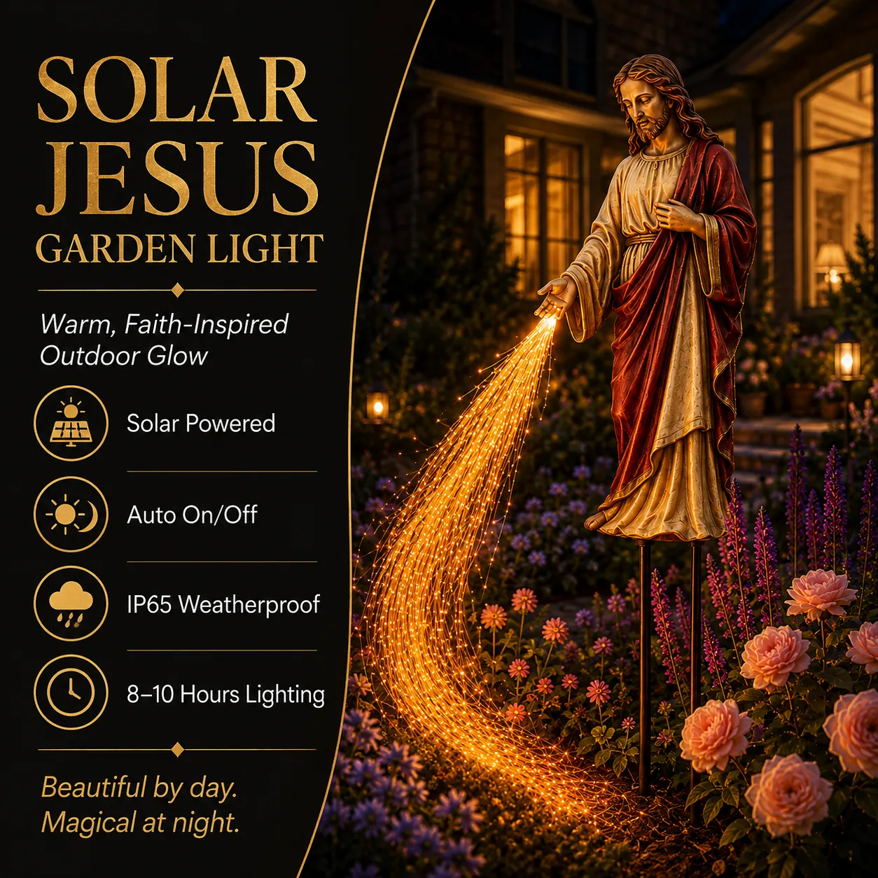 Solar Jesus Fiber Optic Garden Light