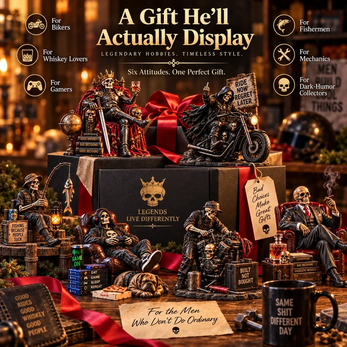 Skeleton collectible presented as a hobby-inspired gift