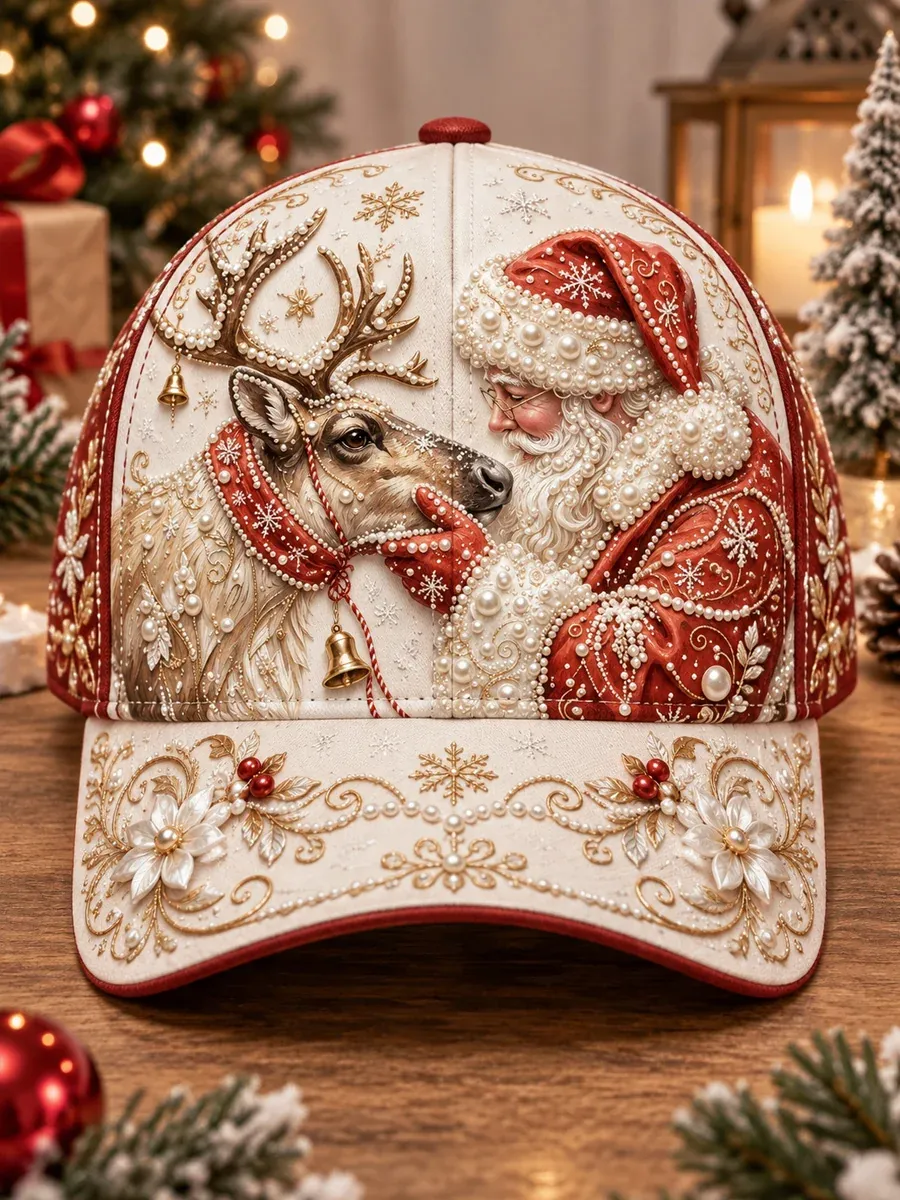 Reindeer&Santa Christmas baseball cap design