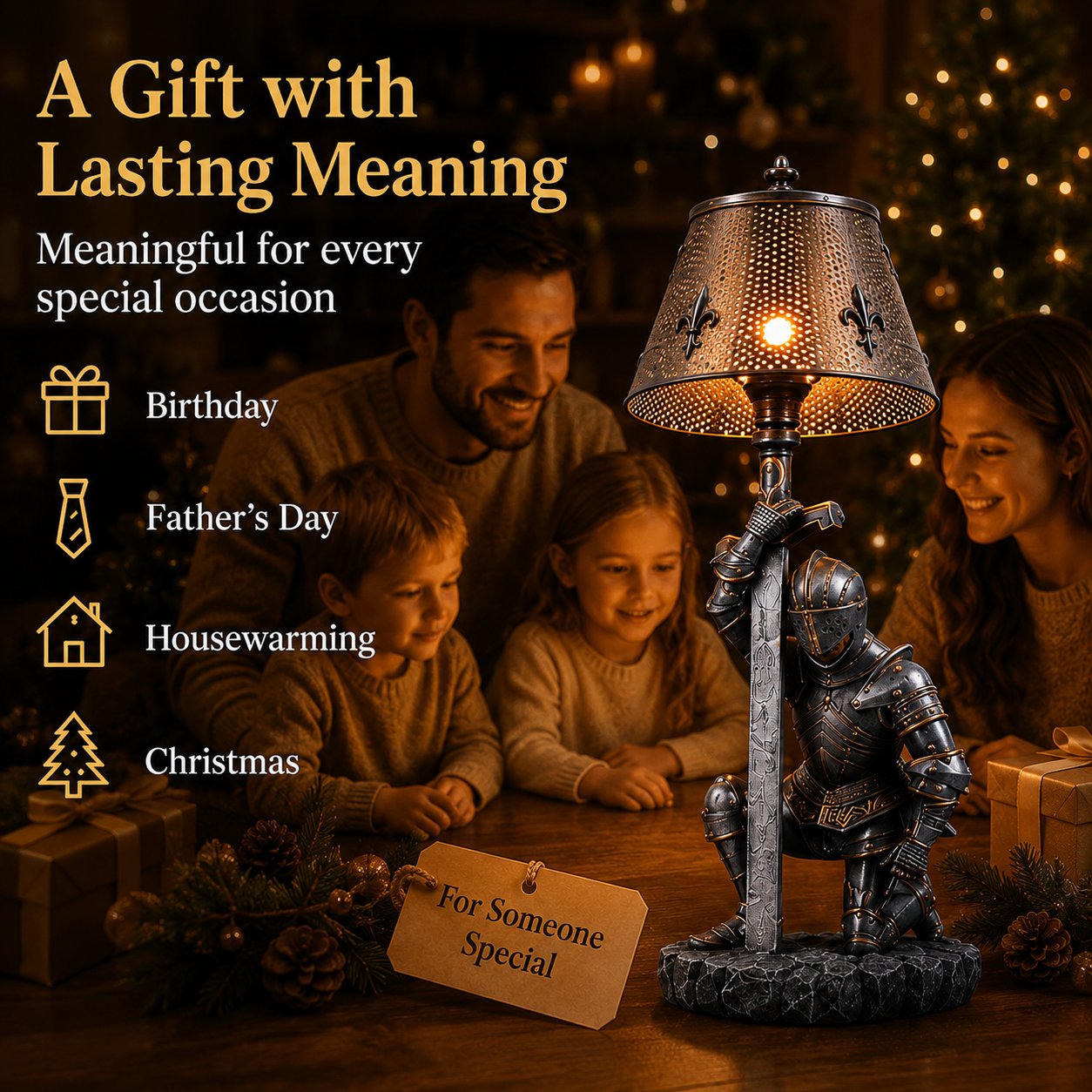 Honorbound Medieval Knight Lamp as a meaningful gift for medieval fantasy and gothic decor lovers