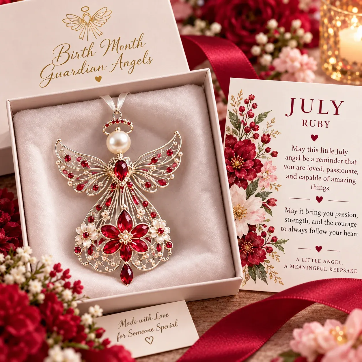 July Ruby birth month guardian angel