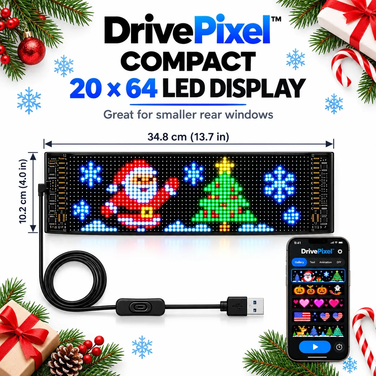DrivePixel Compact 20 by 64 LED display size