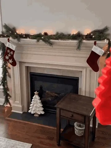 Christmas tree mold being filled, demolded, painted, and displayed