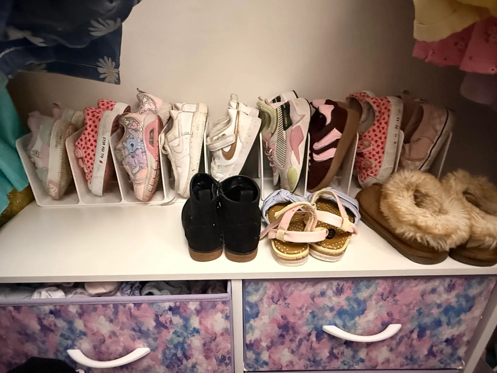 Space saving option to organize kids shoes.
