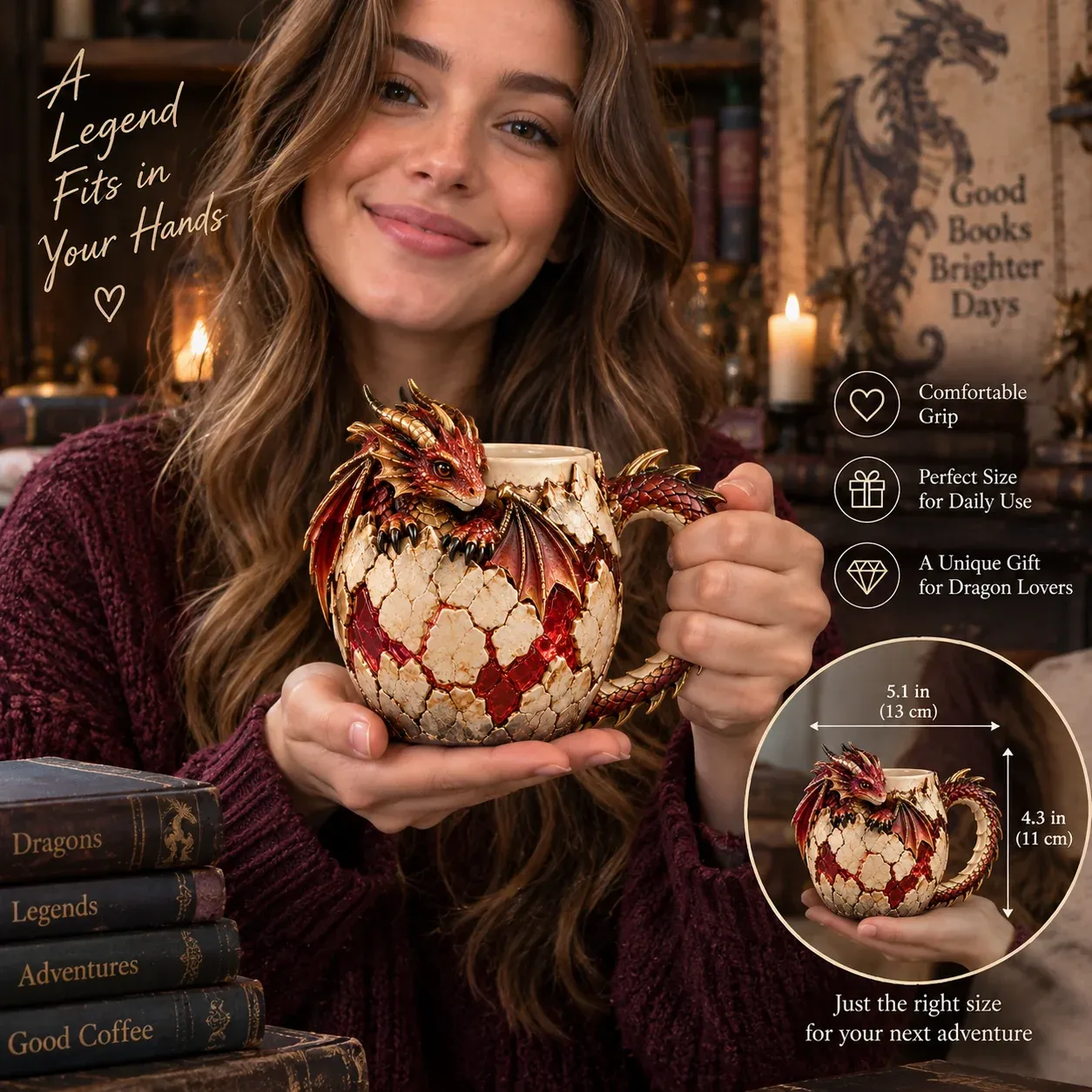 Dragonbound Realms mug hand-held size reference