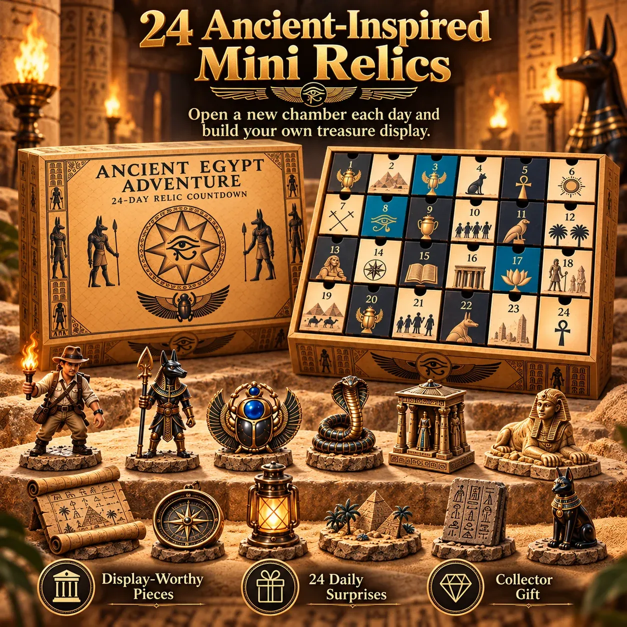 Complete 24-day ancient Egypt countdown and mini relic collection