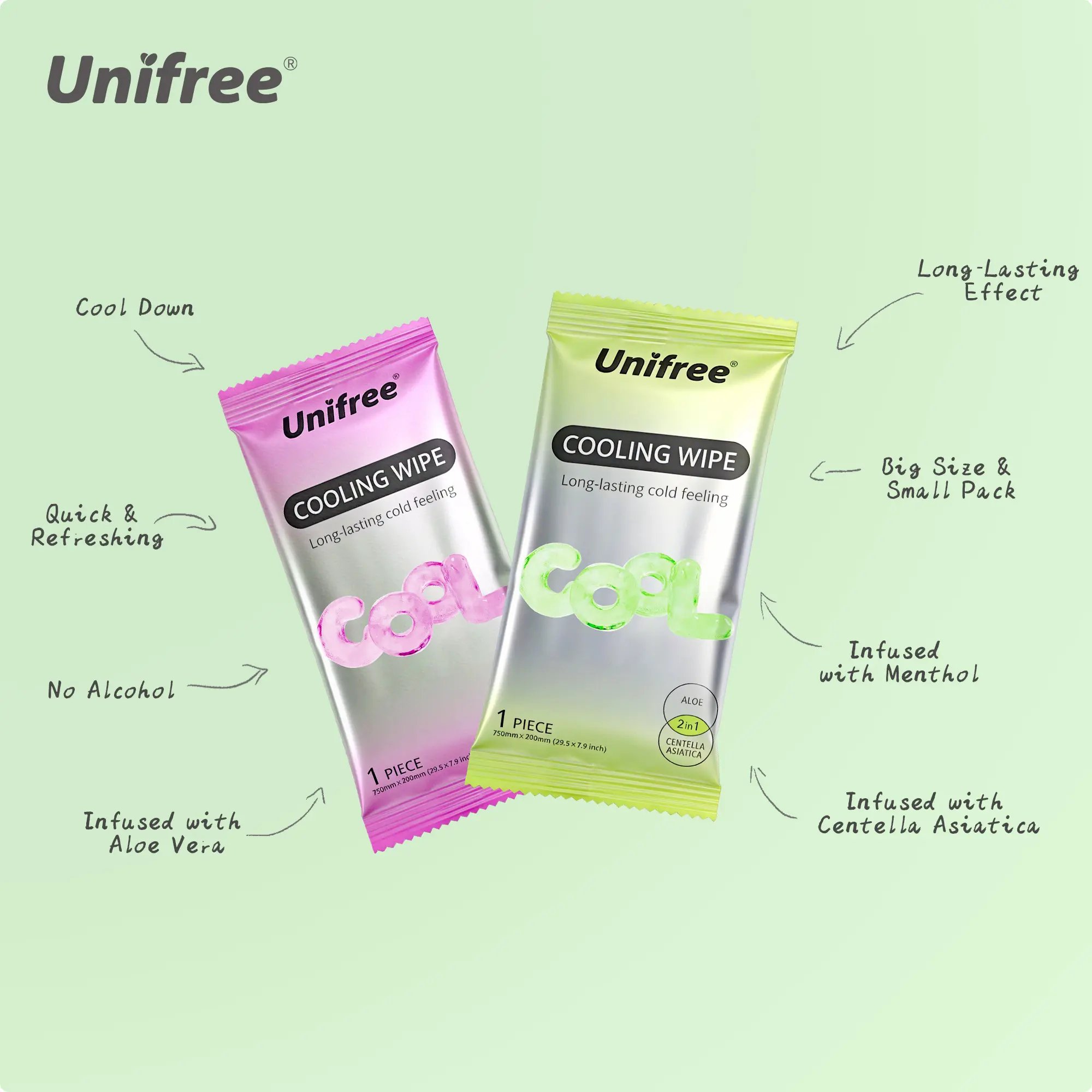 Unifree Cooling Towels & XL Menthol Cooling Wipes for Summer Heat, Sports, Travel & Outdoor Relief