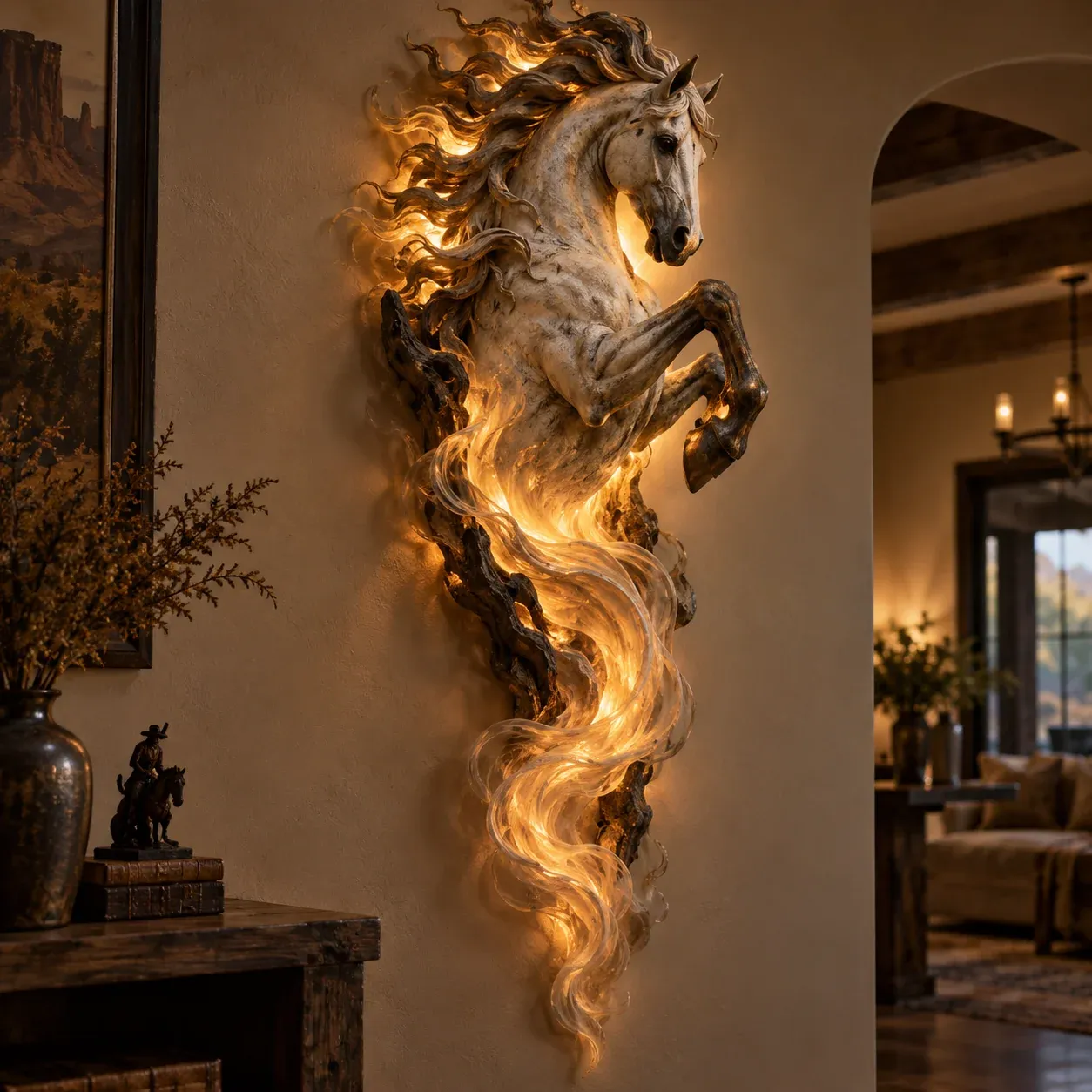 Celestial Flame Unicorn illuminated wall sconce