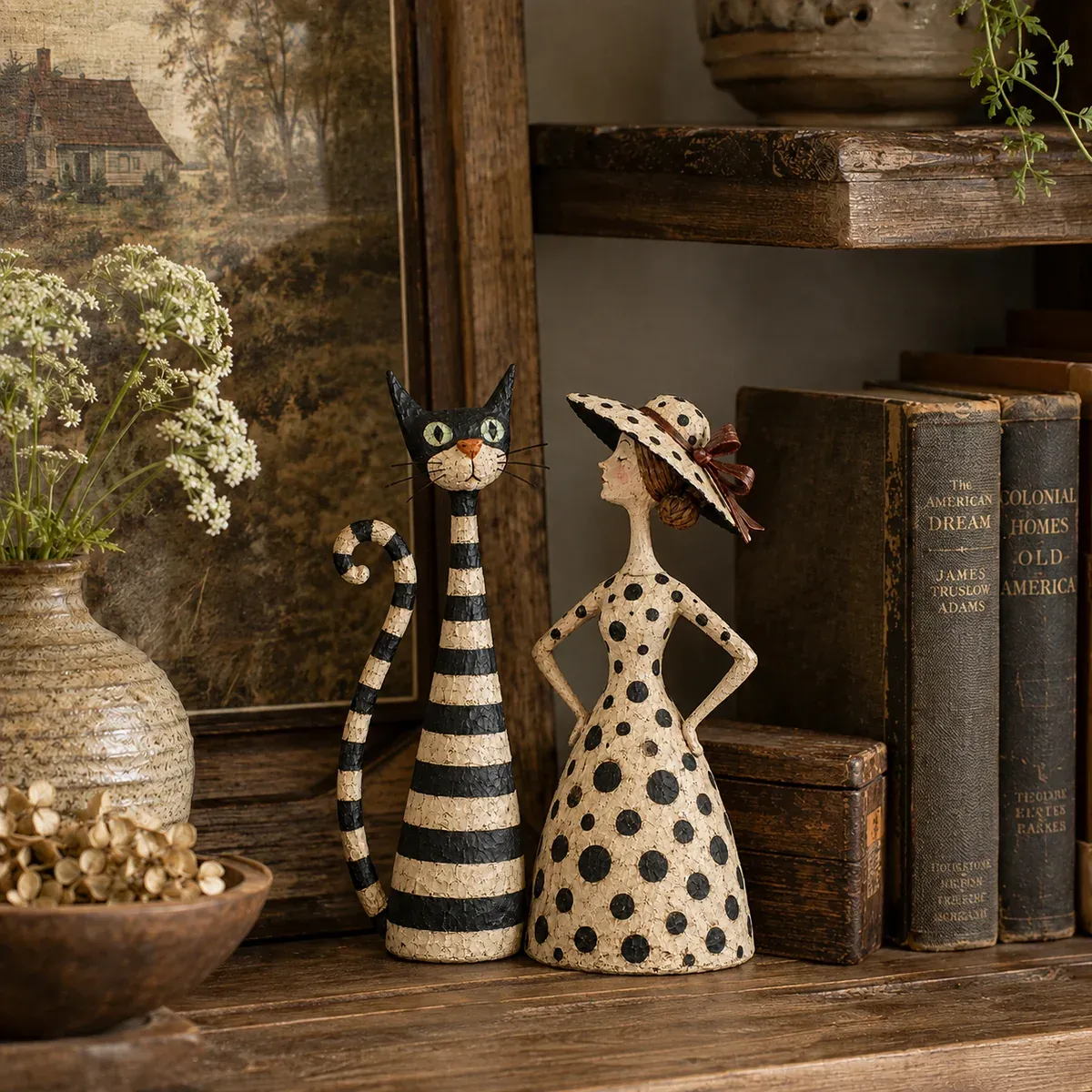 Cat and Lady sculpture lifestyle display