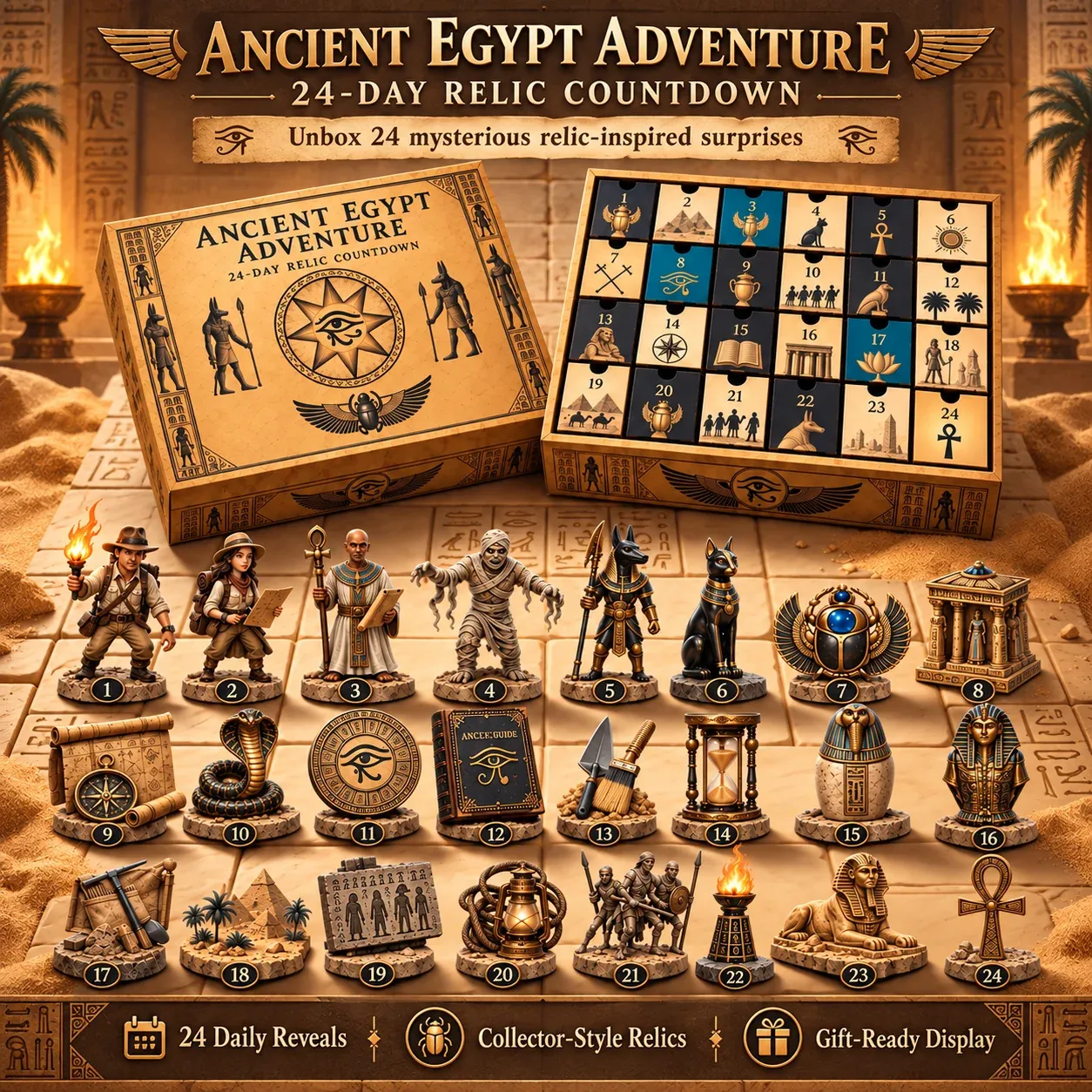 Hamunaptra 24-day ancient Egypt relic countdown with mini collectibles