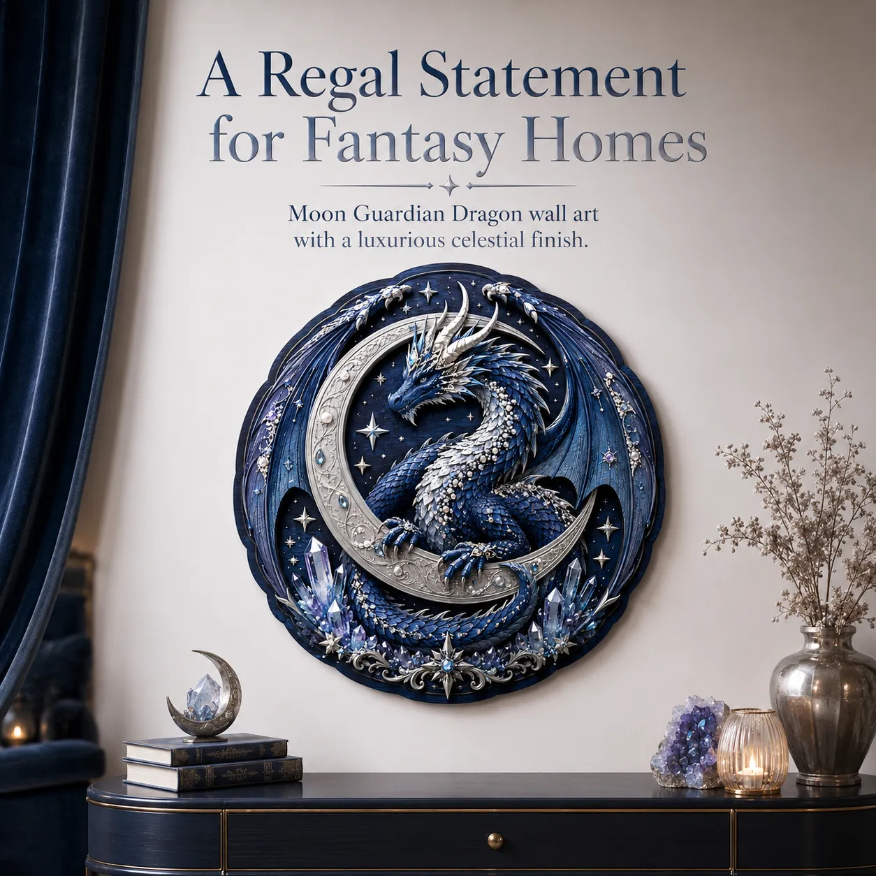 Moon Guardian Dragon 3D houten DIY wanddecoratie