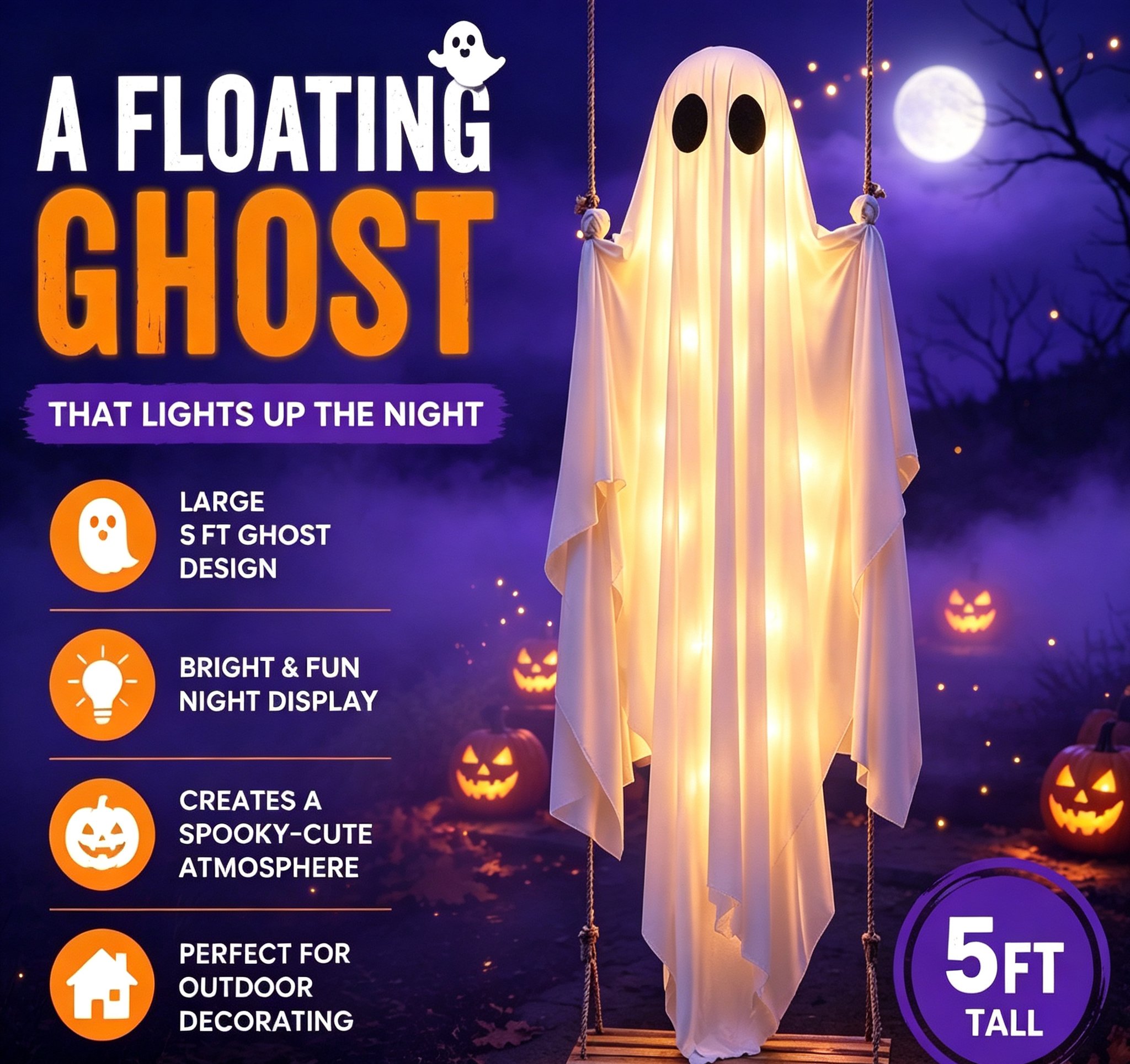 Illuminated Halloween swing ghost
