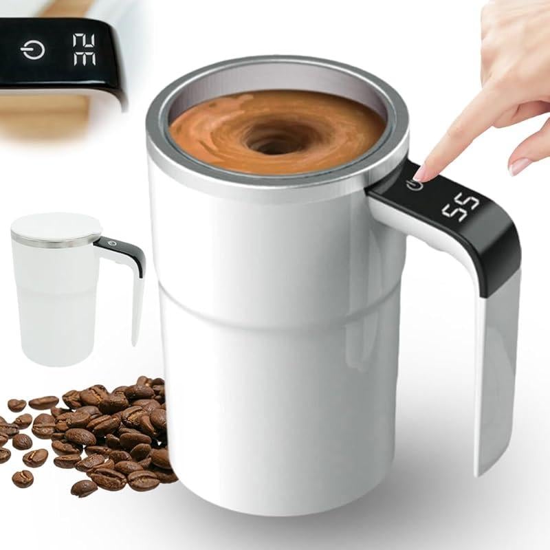 Electric coffee mug with a built-in LCD thermometer. perfect for brewing coffee. milk. cocoa. etc.
