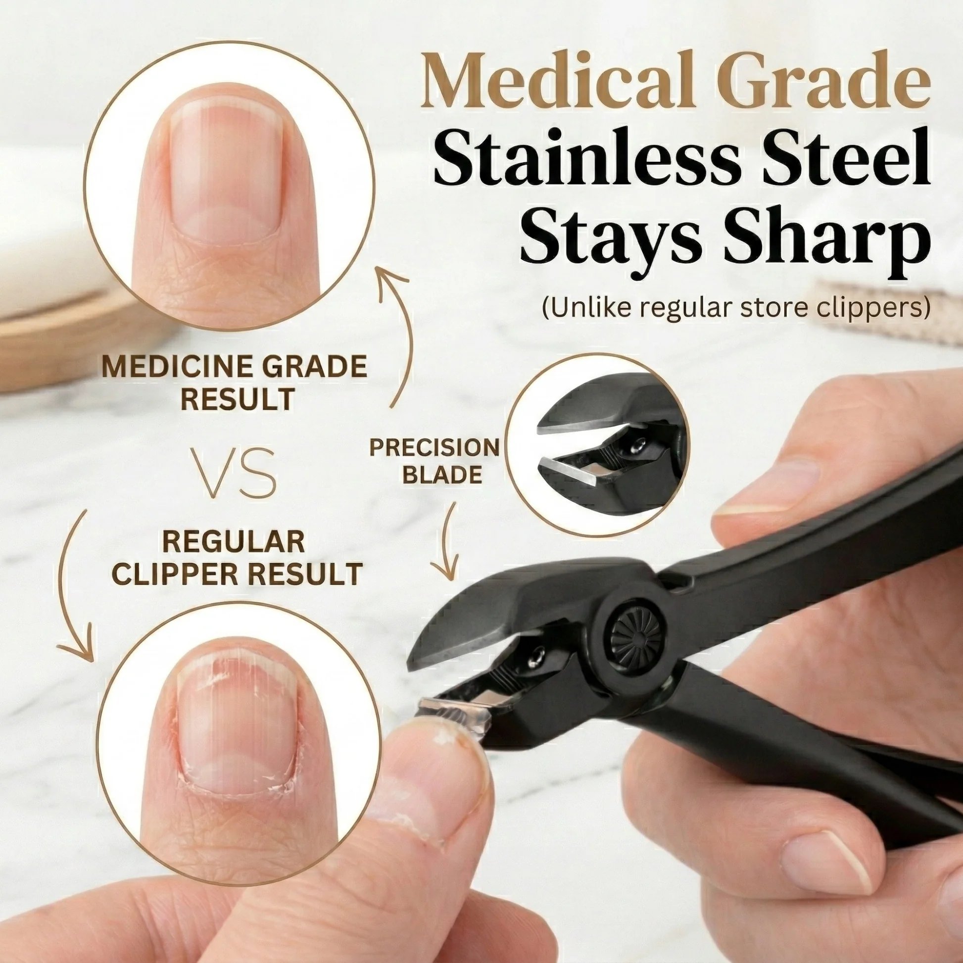 TruviClip Nail Clipper for Seniors, Wide Jaw Long Handle Clipper for Thick Nails