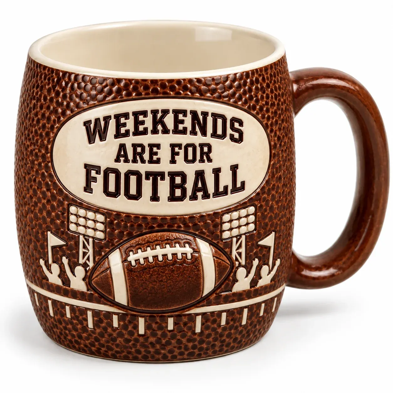Weekends Are for Football ceramic mug with stadium artwork