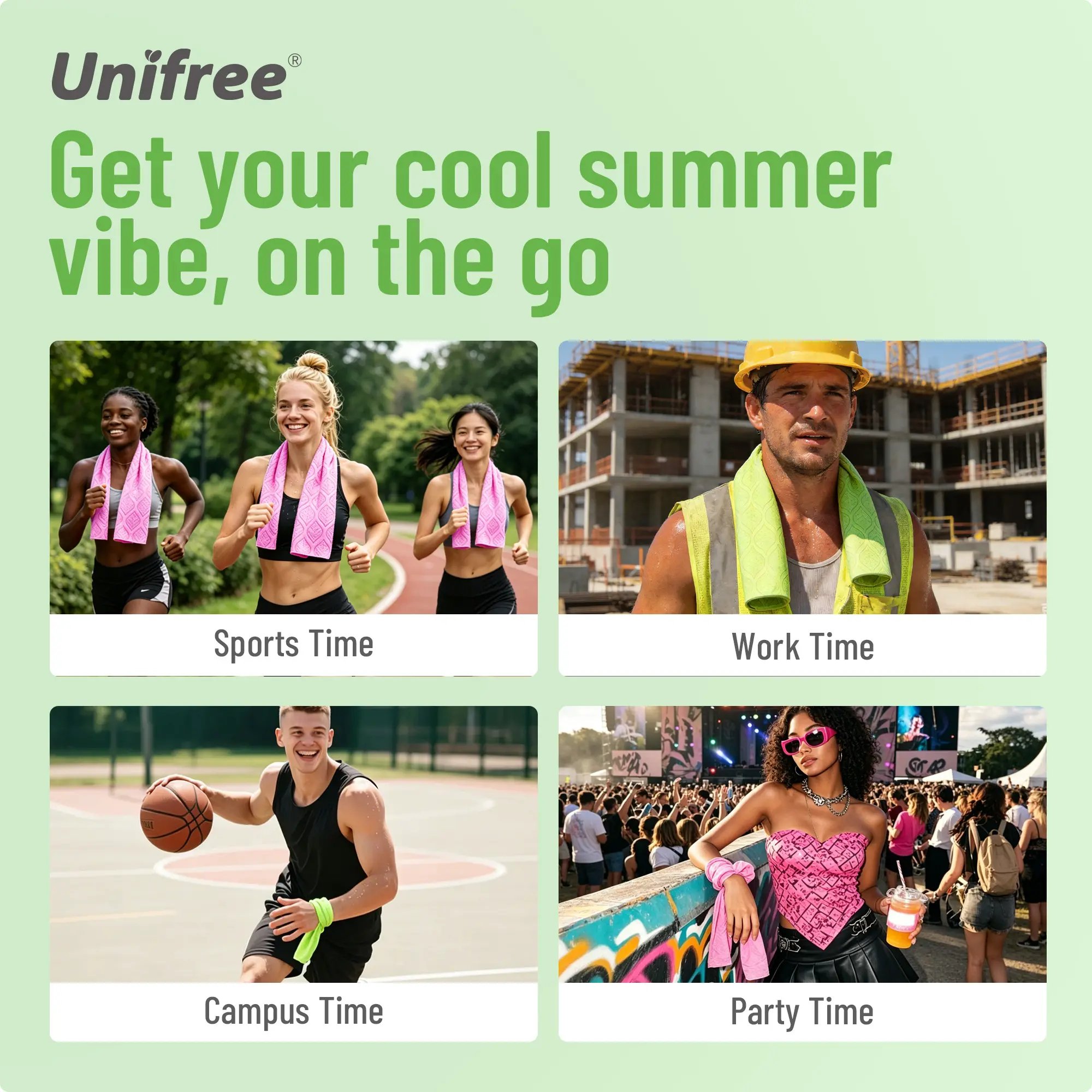 Unifree Cooling Towels & XL Menthol Cooling Wipes for Summer Heat, Sports, Travel & Outdoor Relief