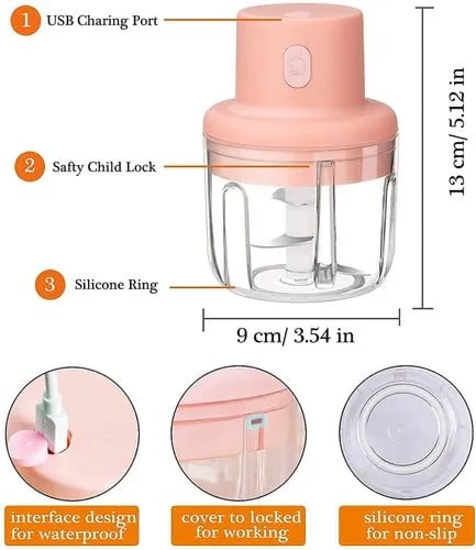 Electric Mini Garlic Chopper Mixer, Fruit-Vegetable Cutter USB Rechargeable  Speedy Mini Chopper, Multi Veg Cutter, Salad Cutter, सब्जी काटने की मशीन,  वेजिटेबल कटर, सब्जी काटने का कटर - Ashapura Cosmetic &amp; Beauty