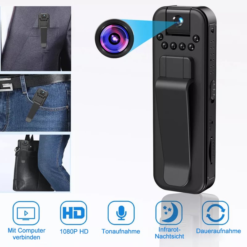 🏆Blitzverkauf⚡ Über 50.000 VERKAUFT! Fast ausverkauft – 🔥HD 1080P wiederaufladbare Mini-Körperkamera mit Nachtsicht und drehbarem Objektiv📷️