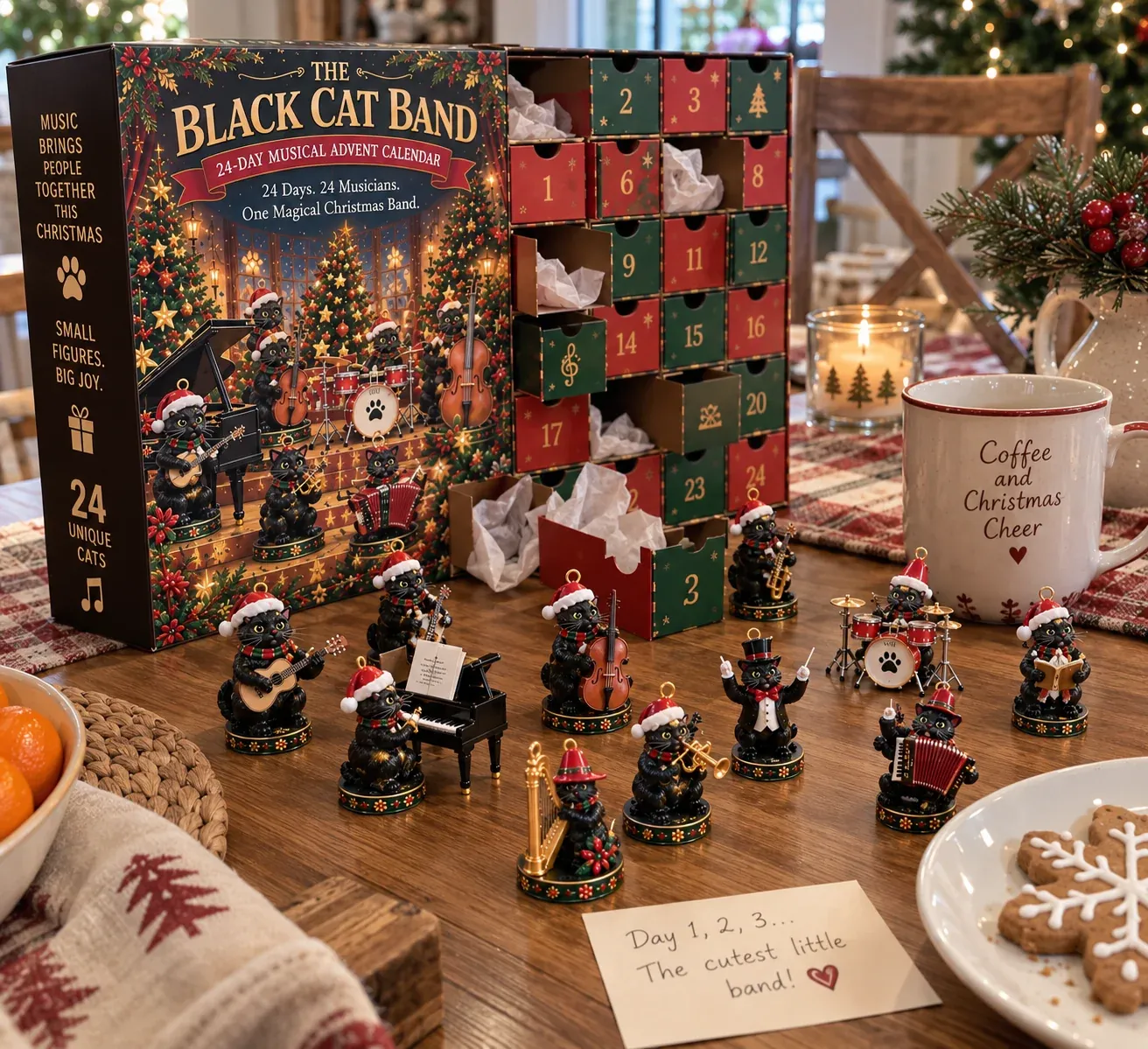 Buyer display of the Black Cat Band musical cat collection