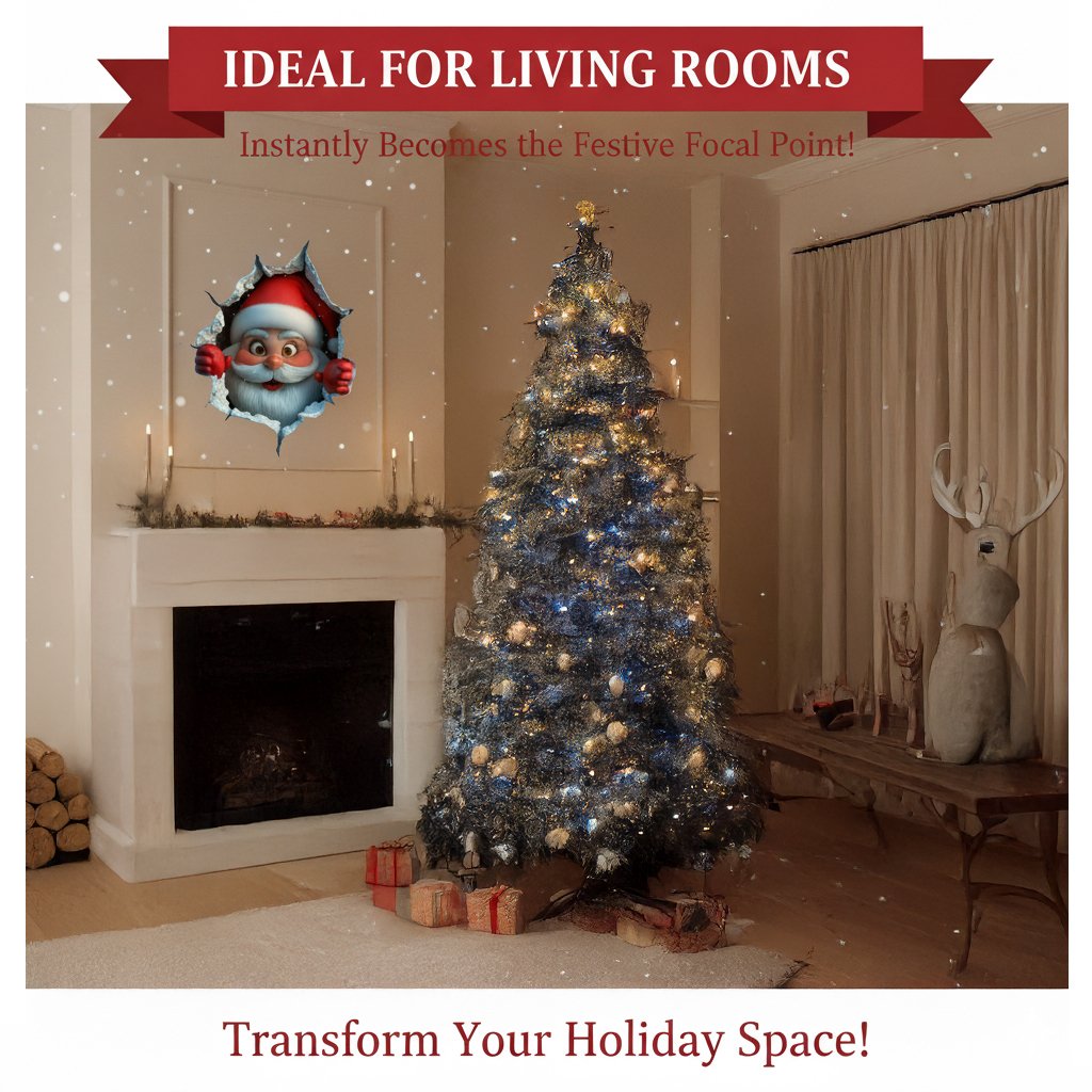 Santa wall sticker displayed in Christmas living room
