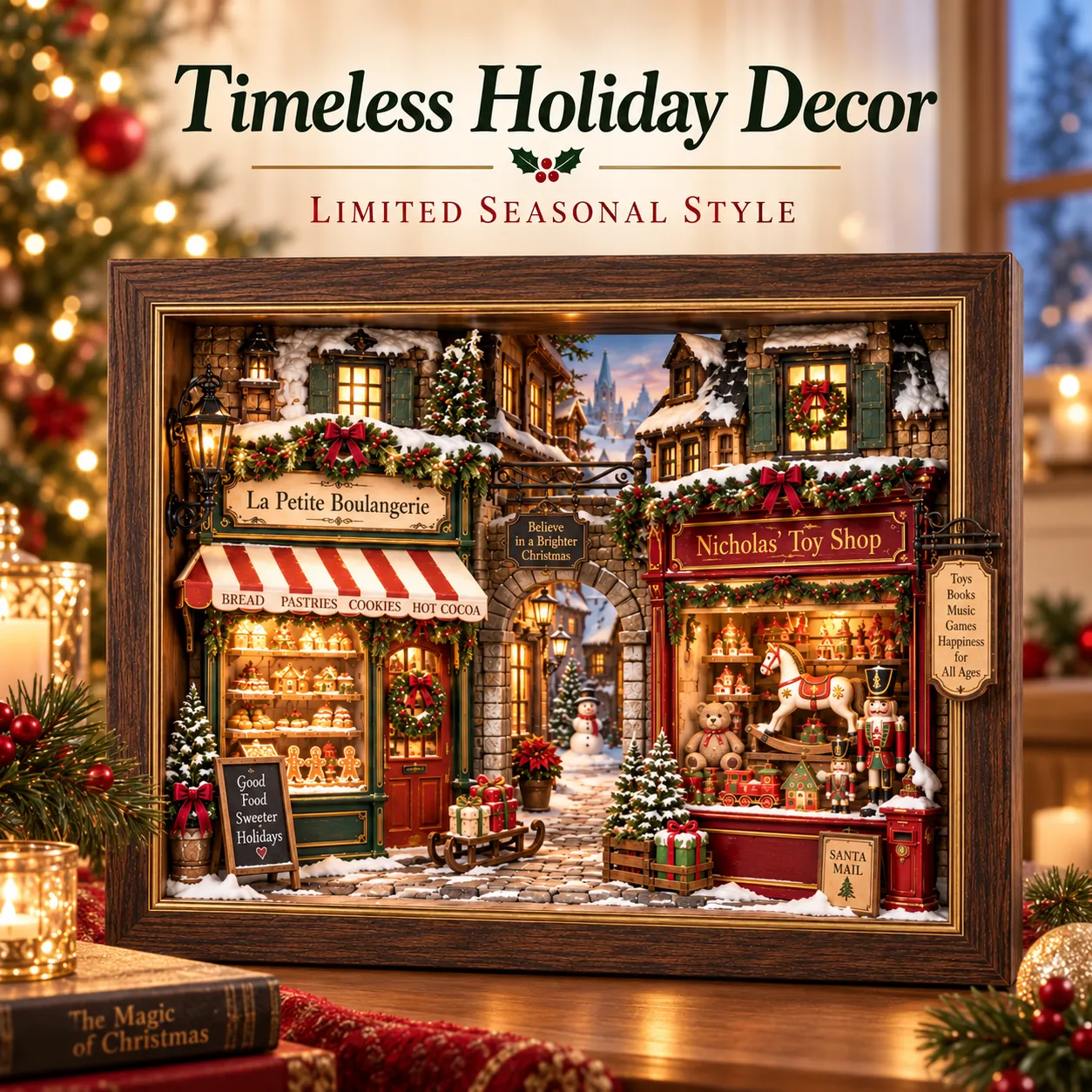 Old World Christmas 3D shadow box village scene