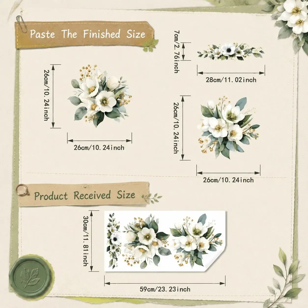 Elegant pearl floral bathroom sticker detail