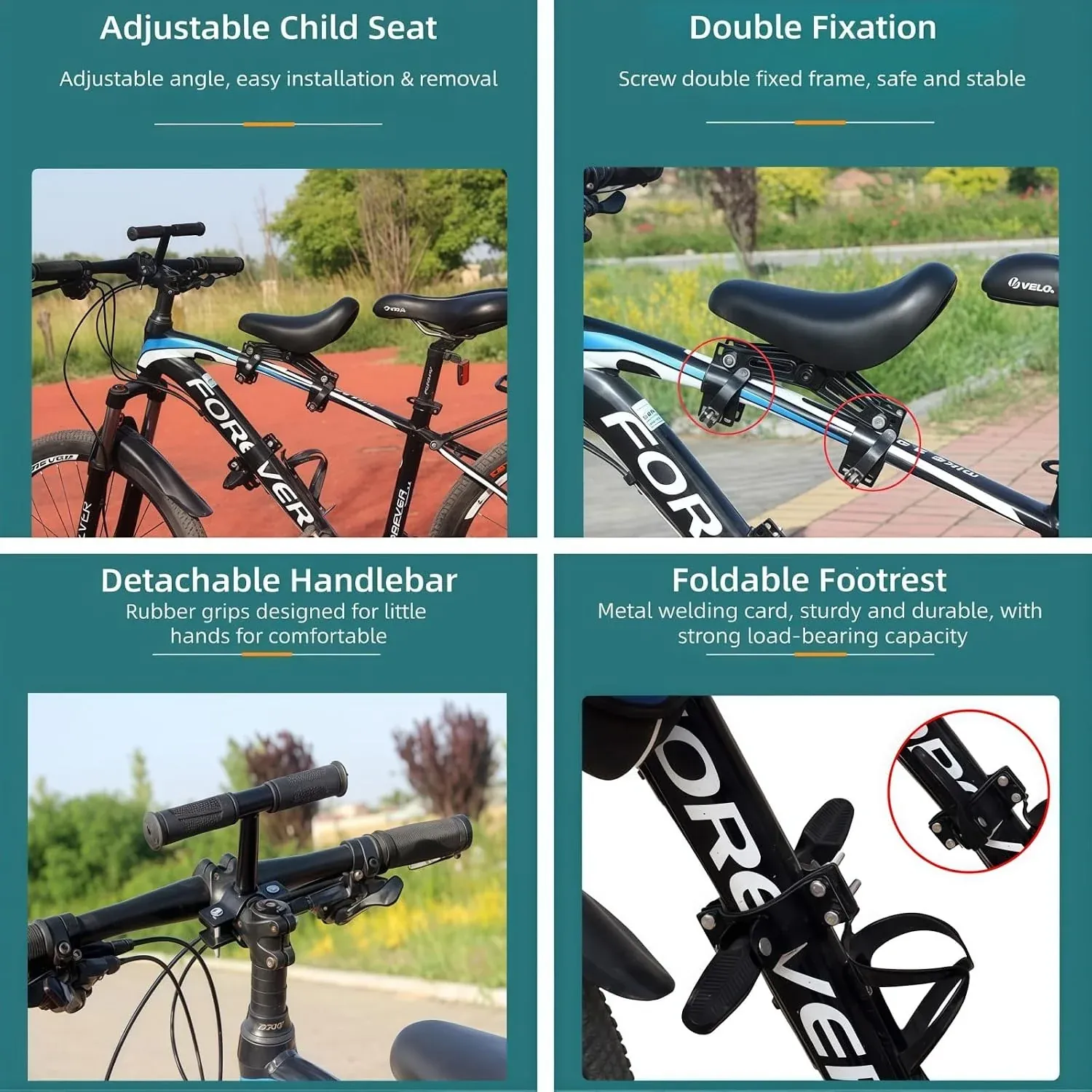 front mounted bike seat components