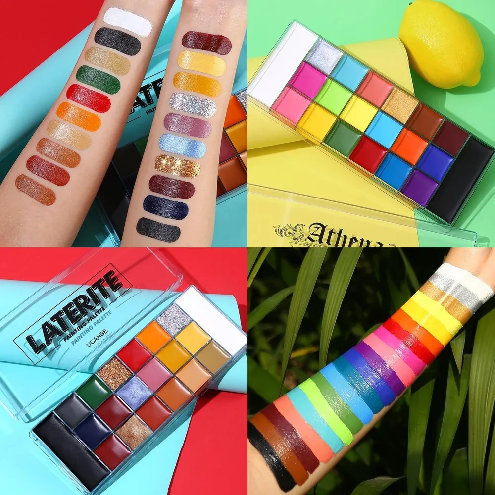 Face paint swatches and palette