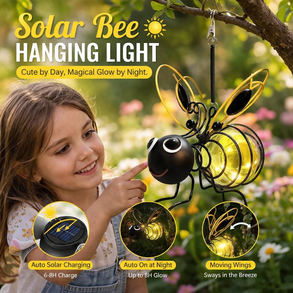 🐝 Solar Bee Hanging Light 🔥