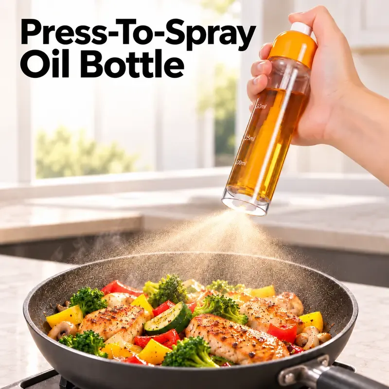 Press to spray refillable cooking oil bottle