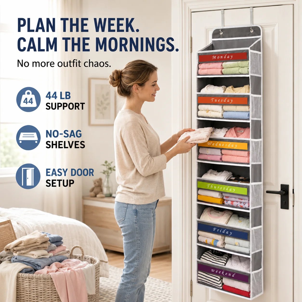 6-tier over-the-door hanging storage organizer