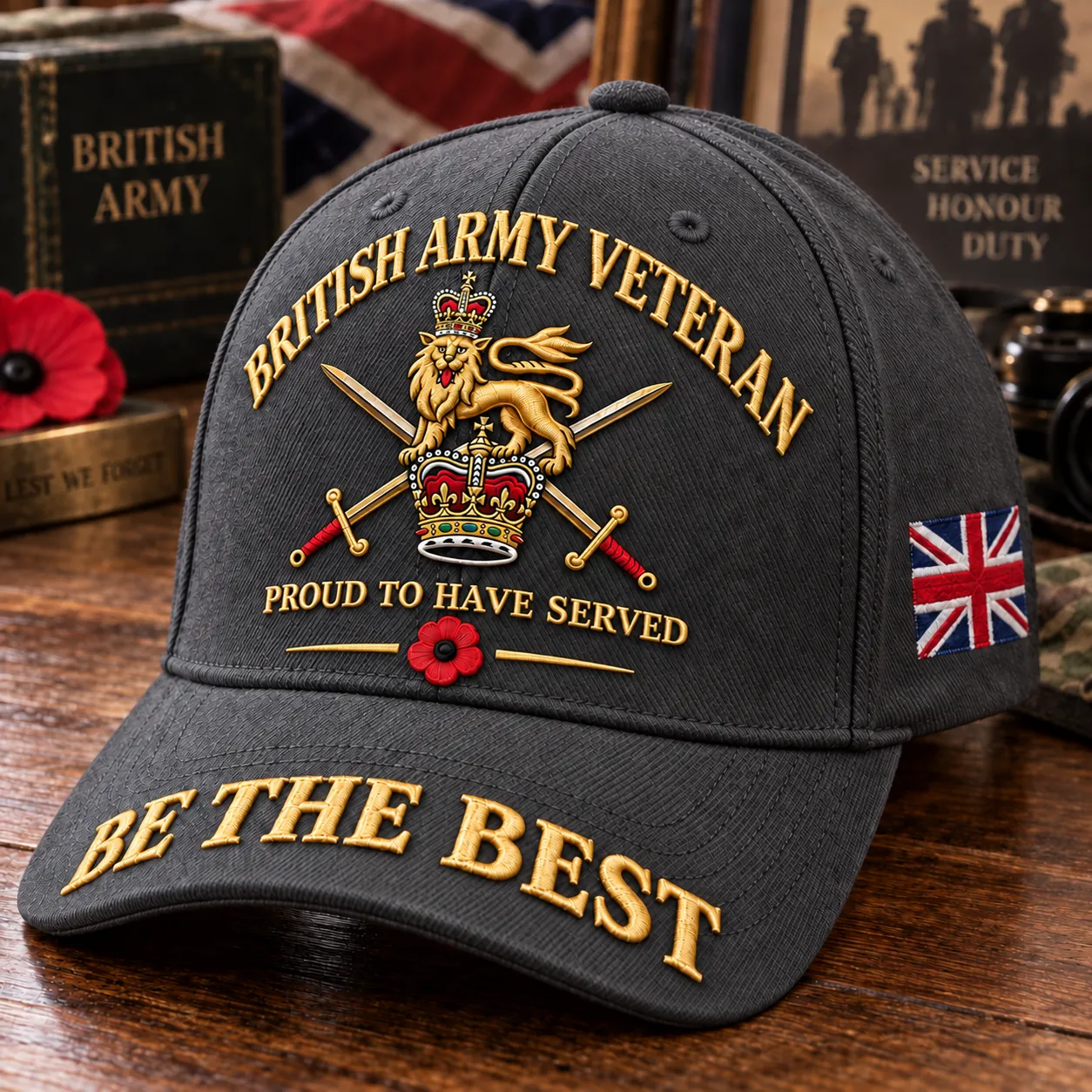 British Army Veteran cap in Charcoal Grey