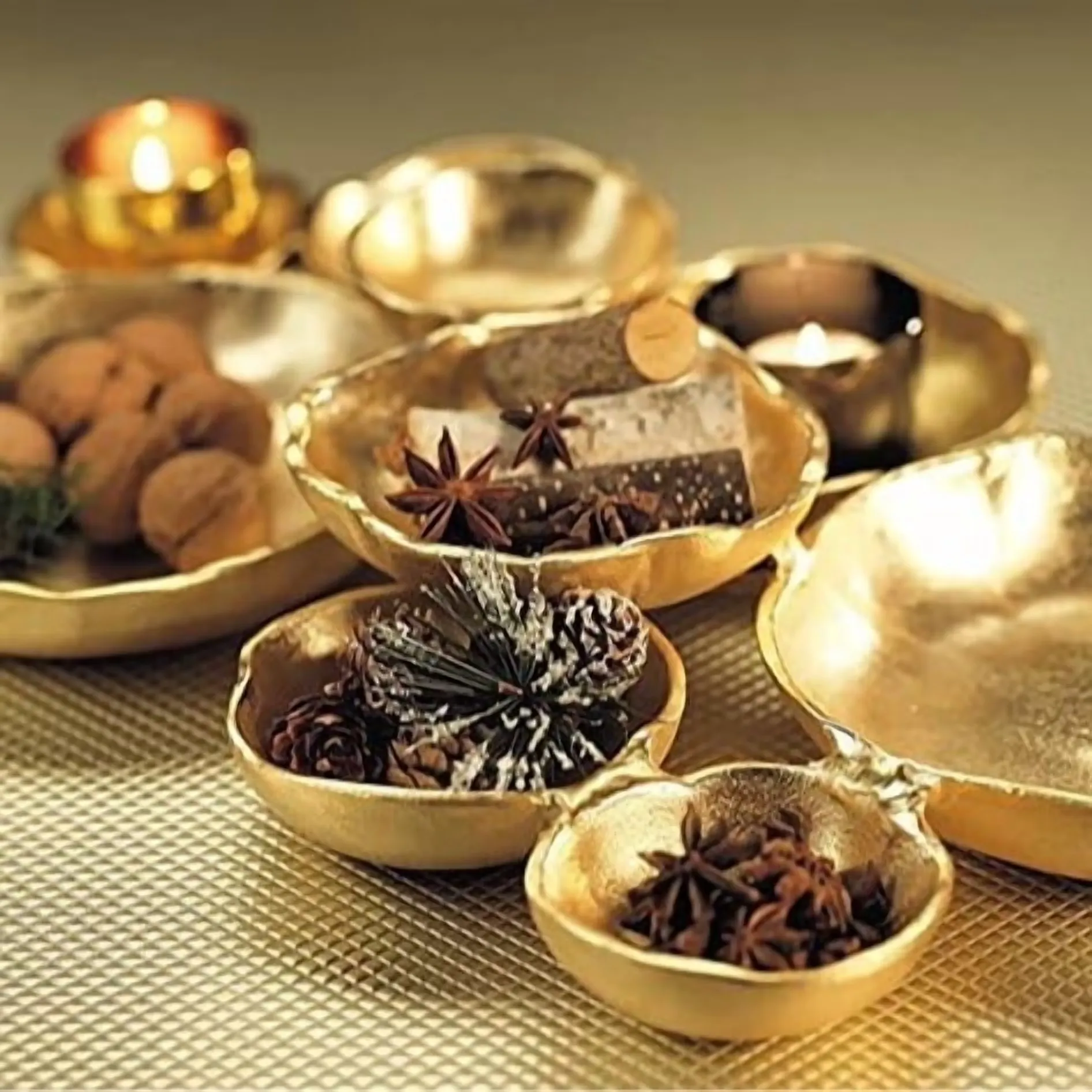 Close-up of the gold metal finish and organic rim details