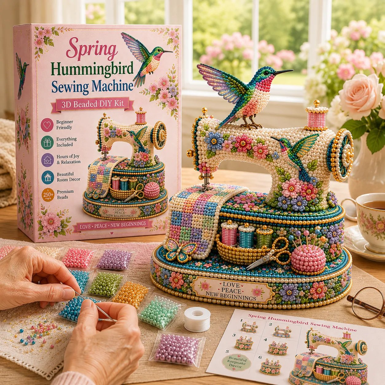 Beginner friendly beaded sewing machine craft kit