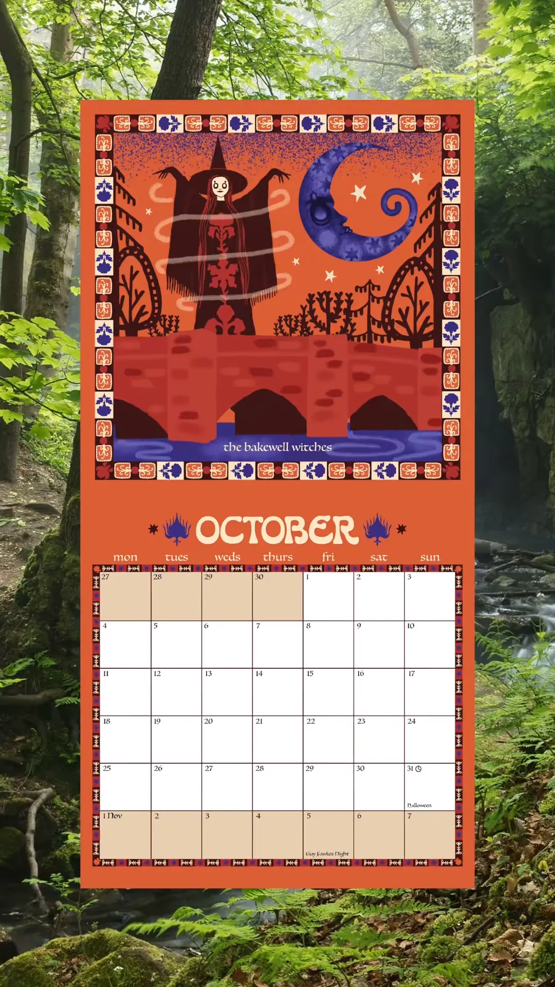 October folklore calendar page