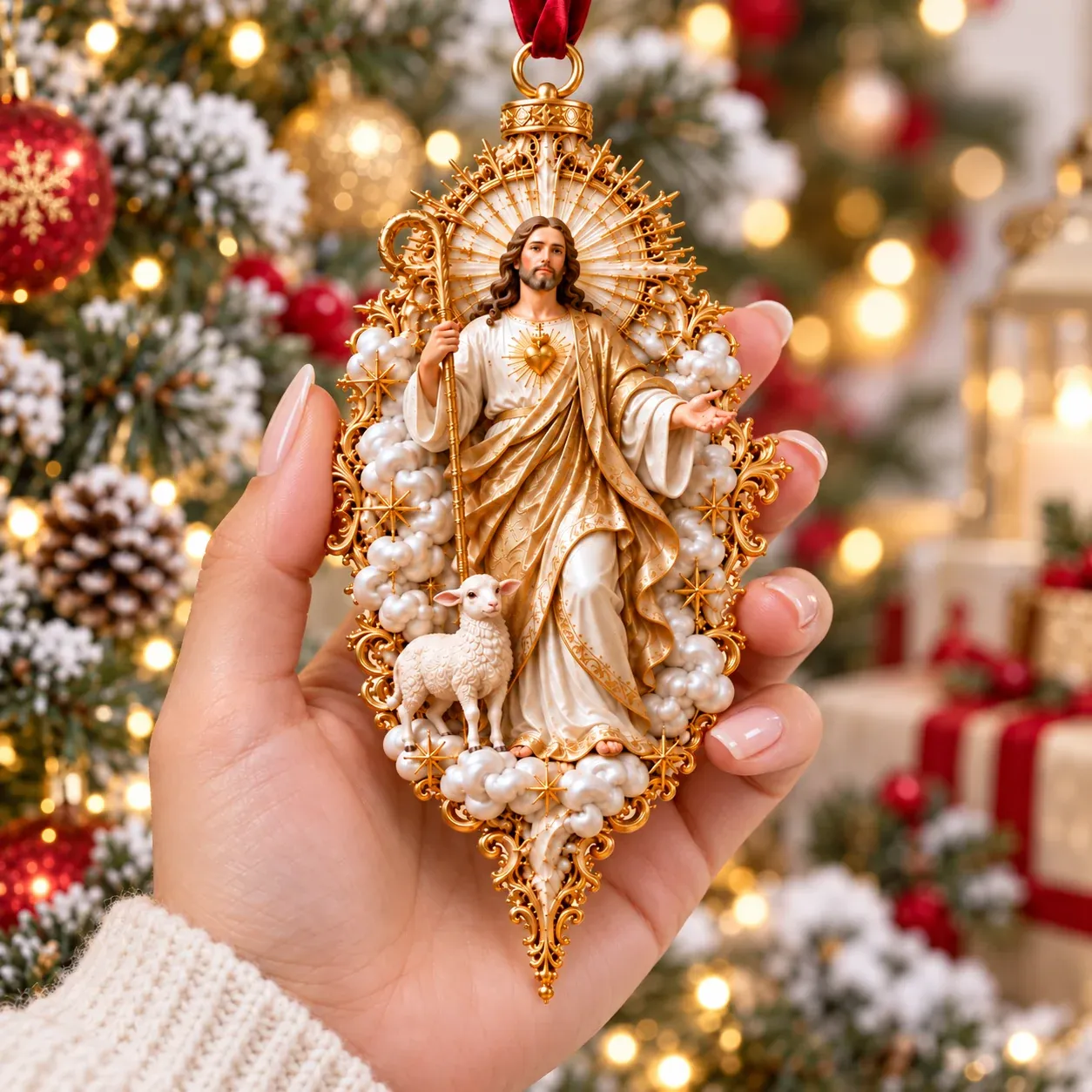 Complete nine piece Jesus Christmas ornament collection