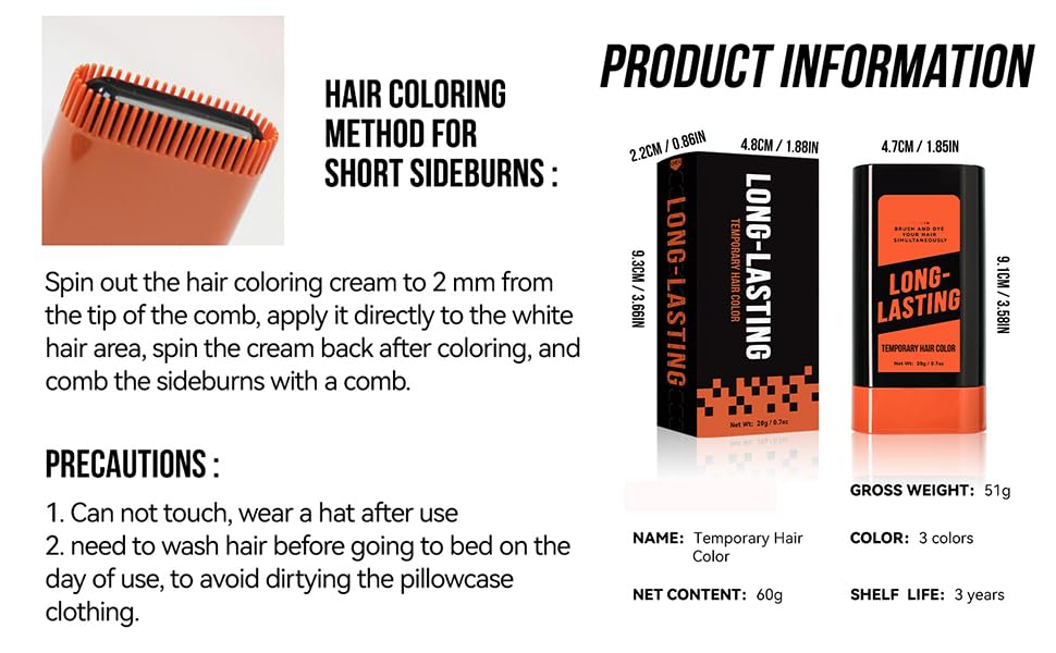 Men Temporary Hair Color Stick,Instant Gray Root Touch-up Cover Upy Hair Beard brown root touch up