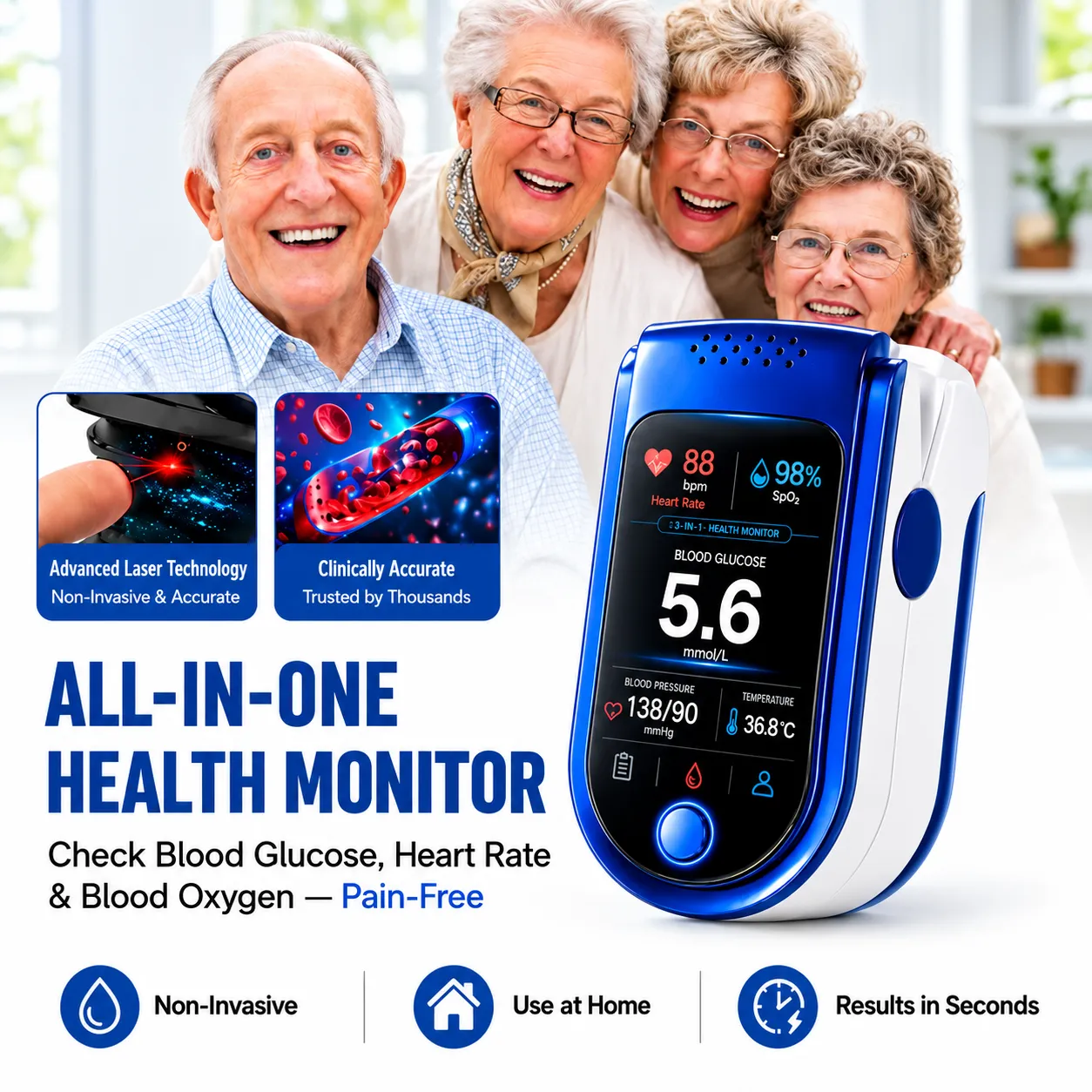 Simple one touch wellness monitor