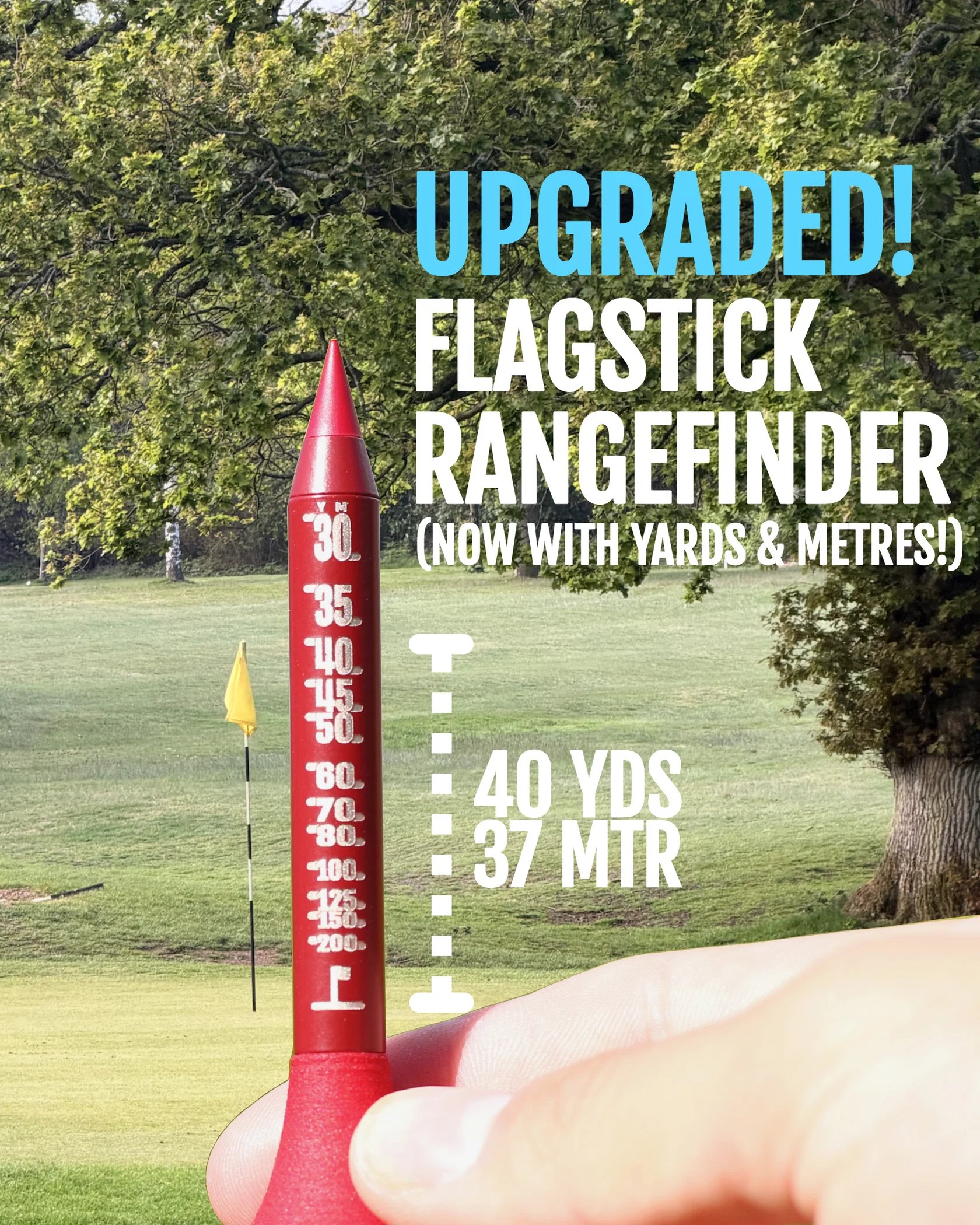 Manual flagstick distance estimating function on golf multi-tool