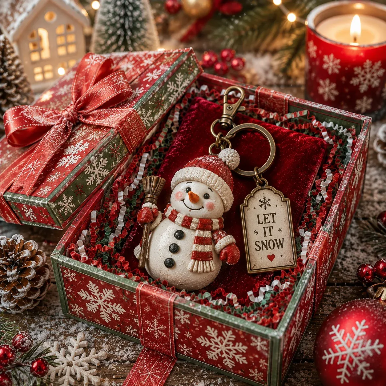 Christmas keychain gift box packaging details