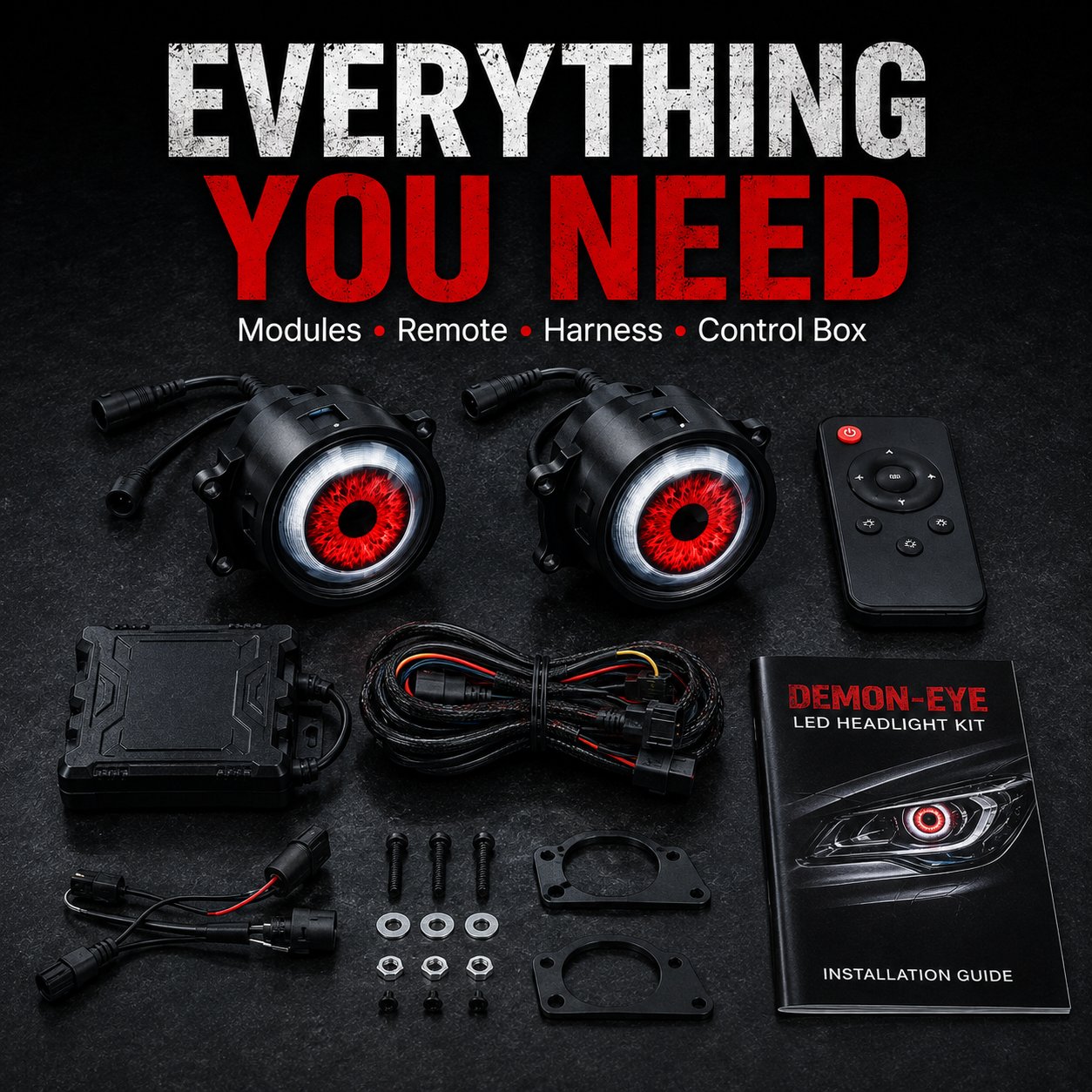 Demon eye headlight kit package components included