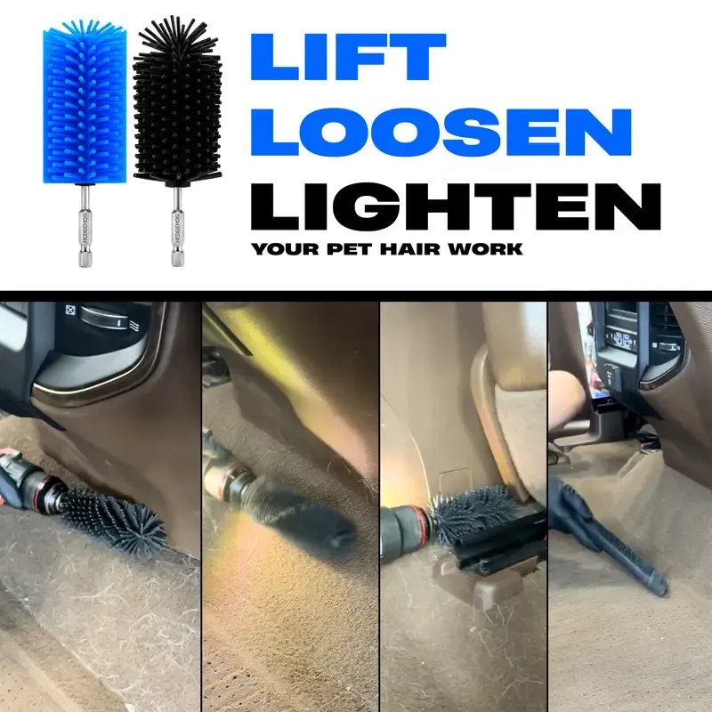 Hedgehog silicone drill brush for automotive detailing